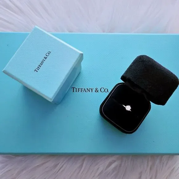 $7500++ Tiffany & Co. Solitaire Platinum Diamond Engagement Ring .62 TCW - Picture 9 of 9